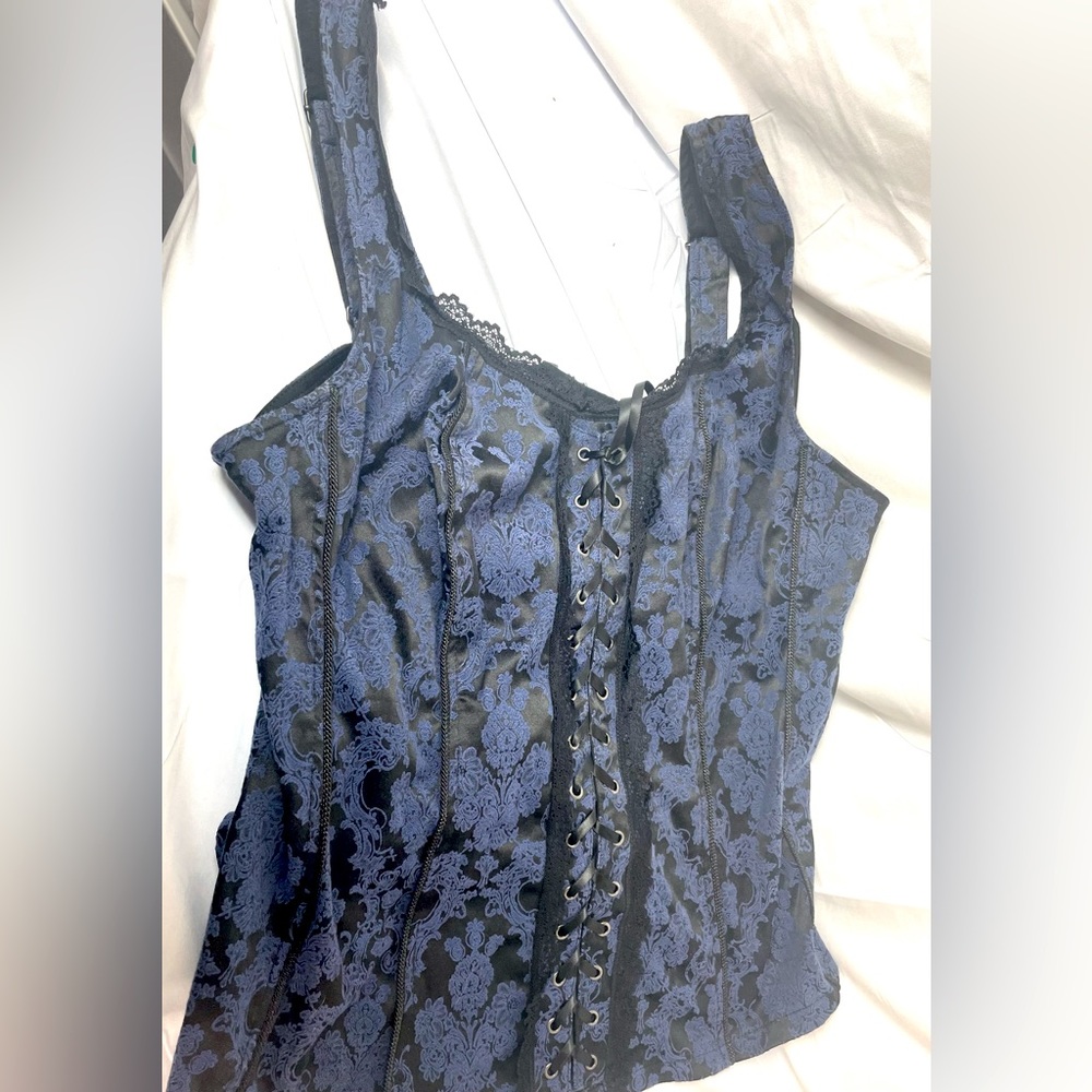 Vintage tripp 2x Victorian corset in blue and black vintage torrid plus size